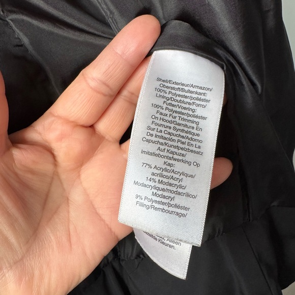 DKNY Black Puffer Jacket with Faux Fur Hood - Picture 8 of 15